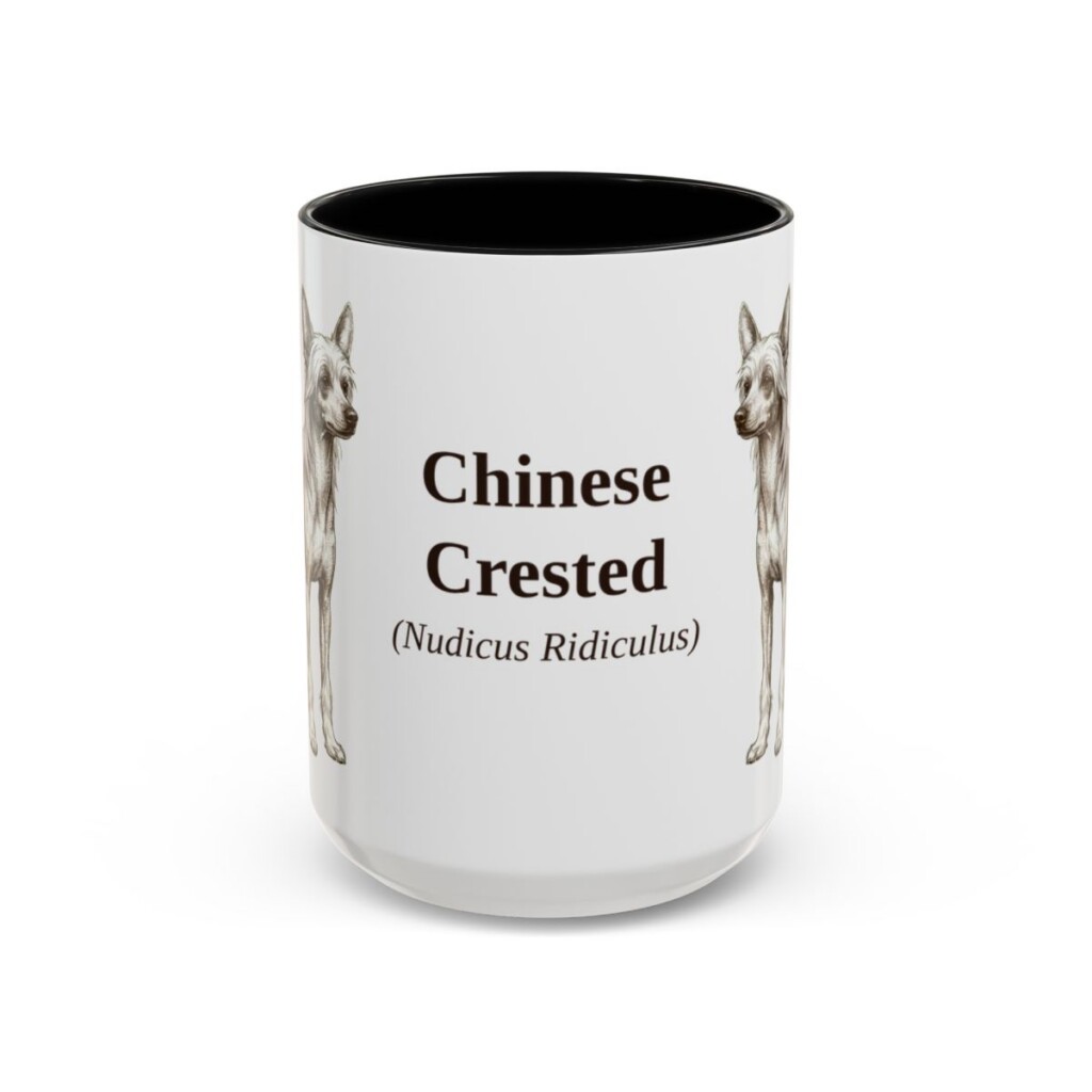 15oz Chinese Crested Latin Mug, Chinese Crested, Vintage Dog Coffee Mug, Dog Lover Gift