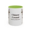 chinese-crested-mug-latin-light-green-1 11oz Chinese Crested Latin Mug, Chinese Crested, Vintage Dog Coffee Mug, Dog Lover Gift