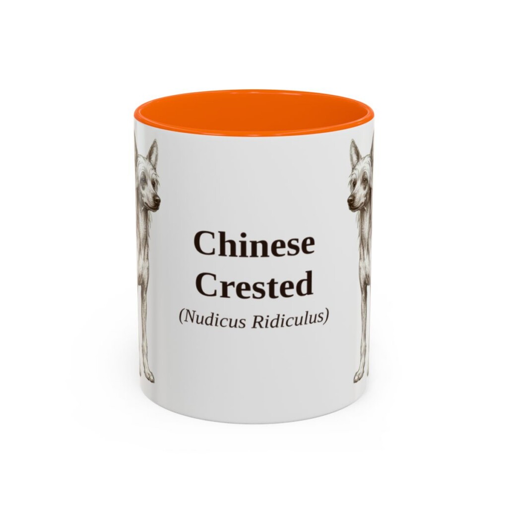 chinese-crested-mug-latin-orange-3 11oz Chinese Crested Latin Mug, Chinese Crested, Vintage Dog Coffee Mug, Dog Lover Gift
