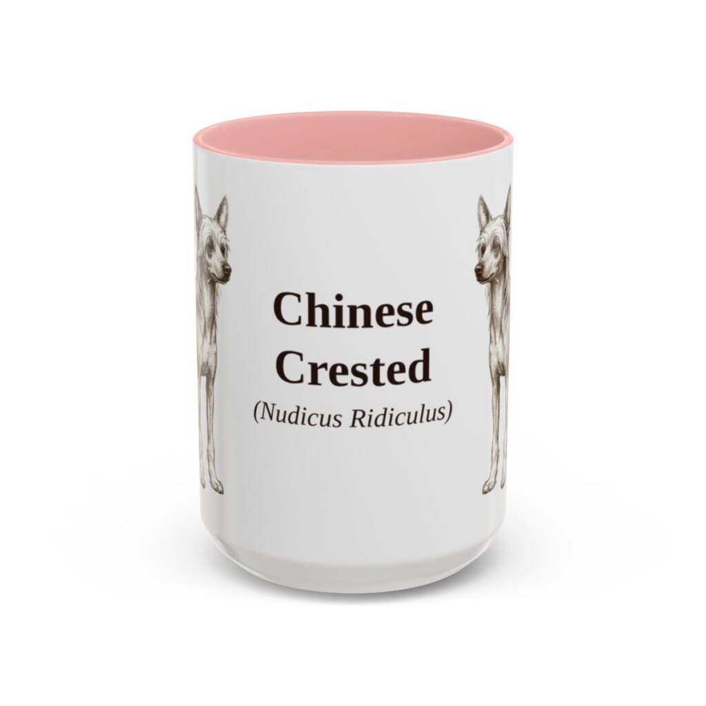 15oz Chinese Crested Latin Mug, Chinese Crested, Vintage Dog Coffee Mug, Dog Lover Gift