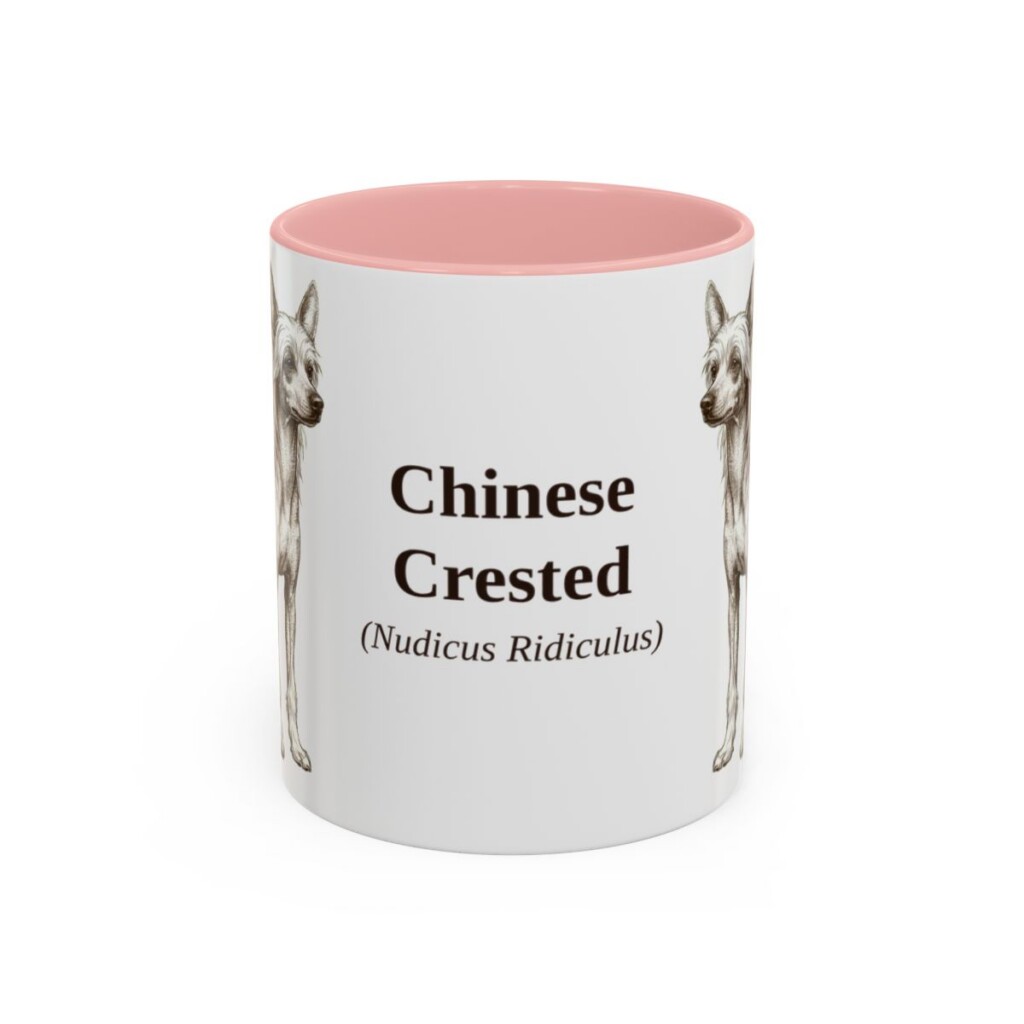 chinese-crested-mug-latin-pink-3 11oz Chinese Crested Latin Mug, Chinese Crested, Vintage Dog Coffee Mug, Dog Lover Gift