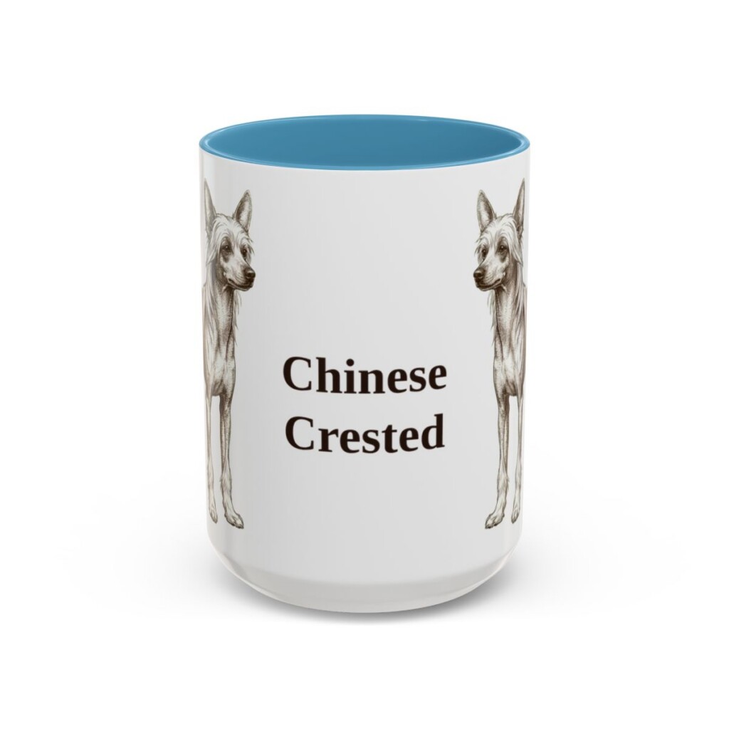 15oz Chinese Crested Mug, Vintage Dog Portrait Coffee Mug, Dog Lover Gift