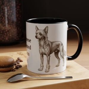 11oz Chinese Crested Dog Mom Mug, Vintage Sketch Coffee Mug, Dog Mom Gift