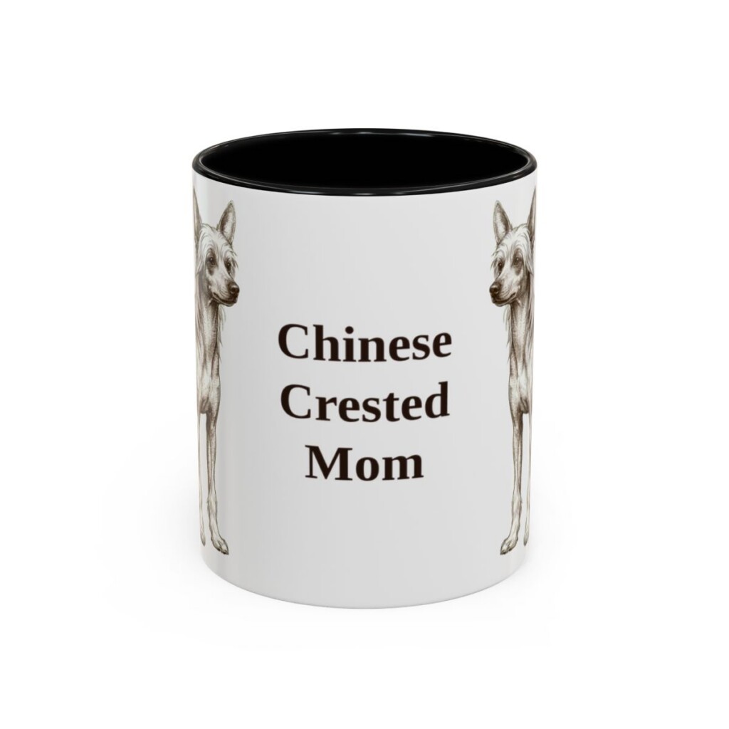 11oz Chinese Crested Dog Mom Mug, Vintage Sketch Coffee Mug, Dog Mom Gift