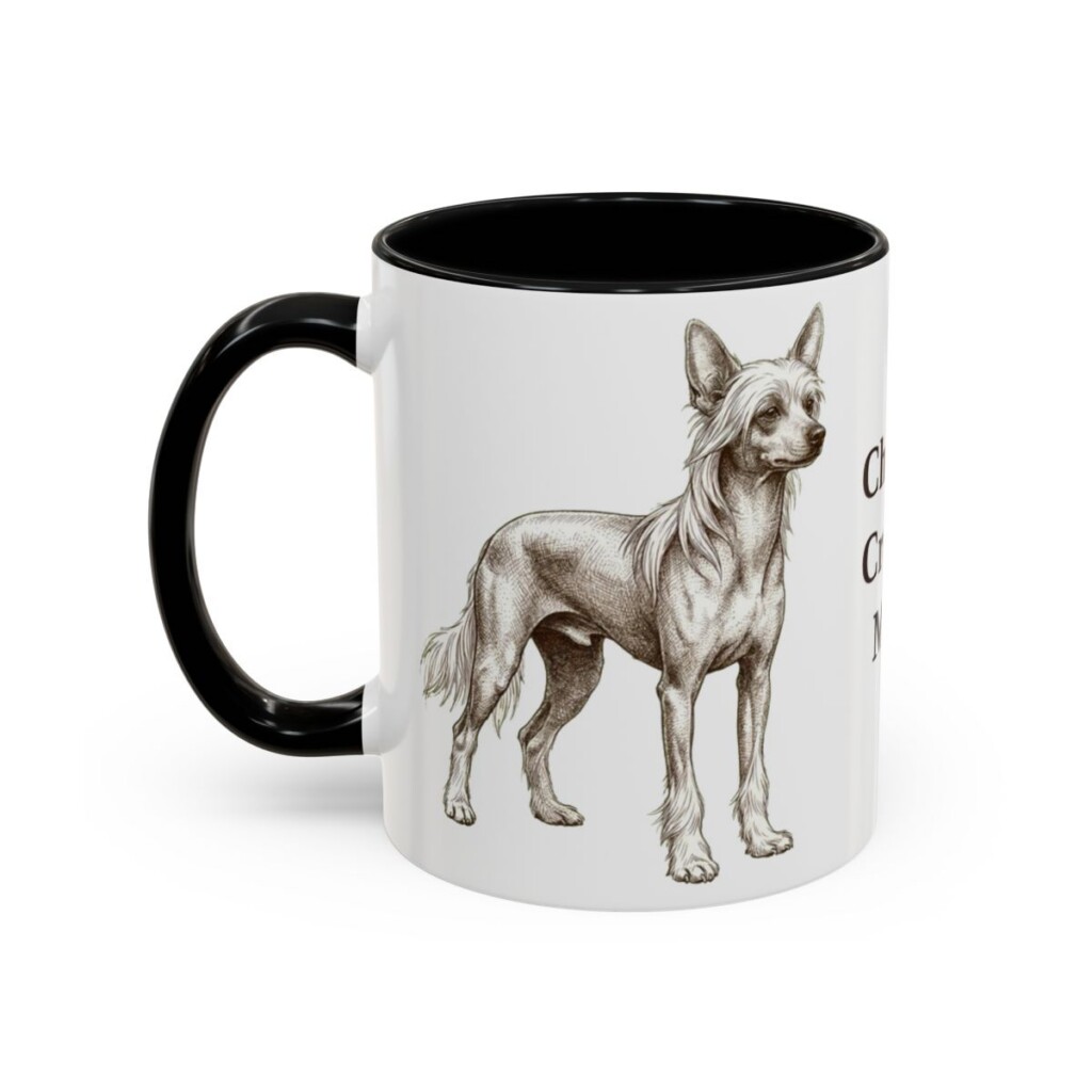 11oz Chinese Crested Dog Mom Mug, Vintage Sketch Coffee Mug, Dog Mom Gift