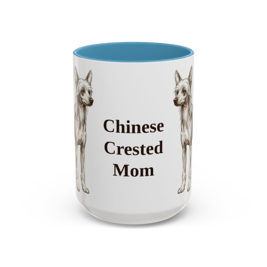 15oz Chinese Crested Dog Mom Mug, Vintage Sketch Coffee Mug, Dog Mom Gift