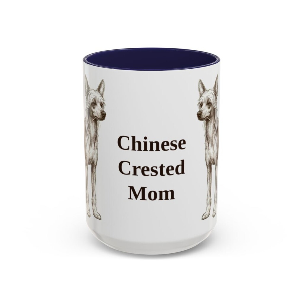 15oz Chinese Crested Dog Mom Mug, Vintage Sketch Coffee Mug, Dog Mom Gift