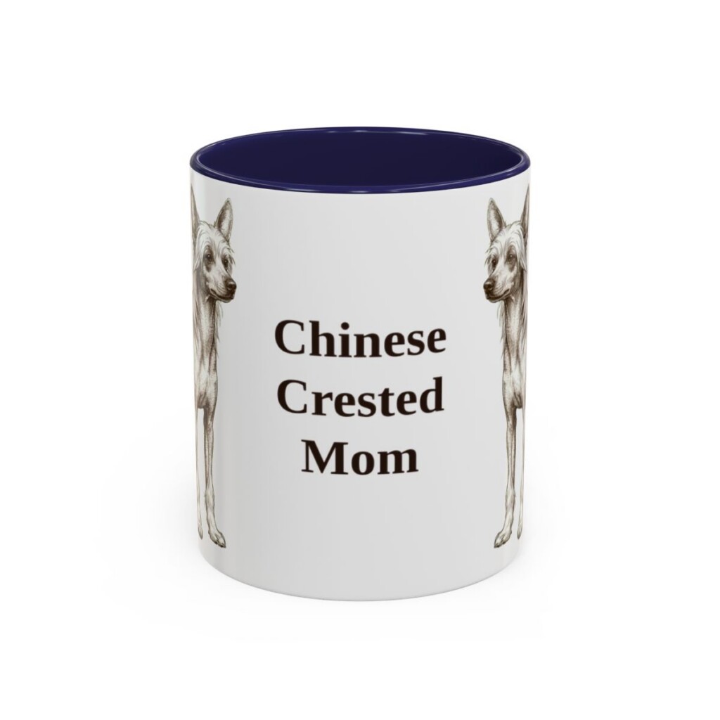 11oz Chinese Crested Dog Mom Mug, Vintage Sketch Coffee Mug, Dog Mom Gift