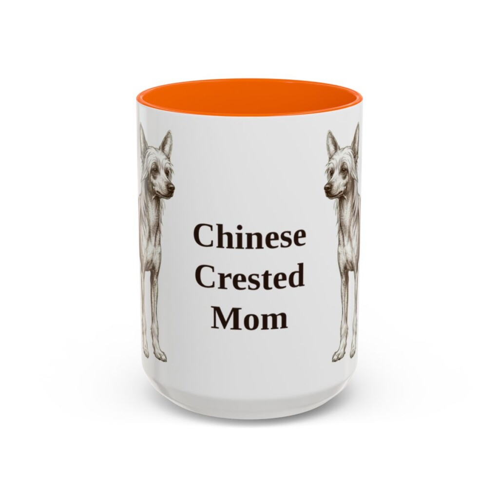 15oz Chinese Crested Dog Mom Mug, Vintage Sketch Coffee Mug, Dog Mom Gift
