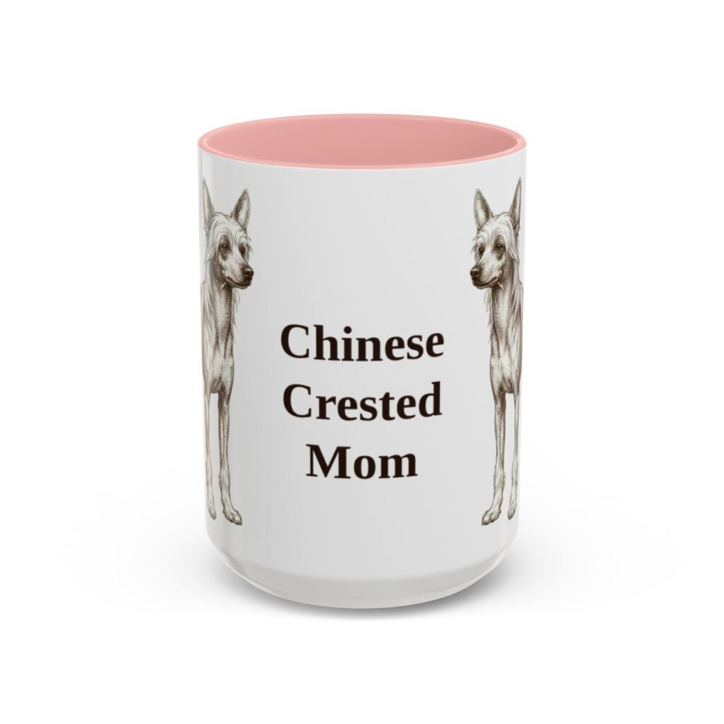 15oz Chinese Crested Dog Mom Mug, Vintage Sketch Coffee Mug, Dog Mom Gift