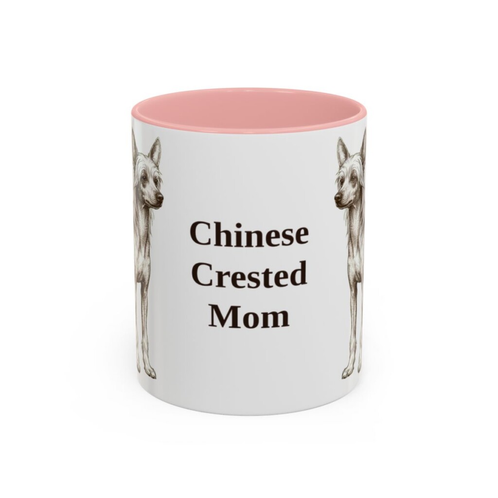 11oz Chinese Crested Dog Mom Mug, Vintage Sketch Coffee Mug, Dog Mom Gift