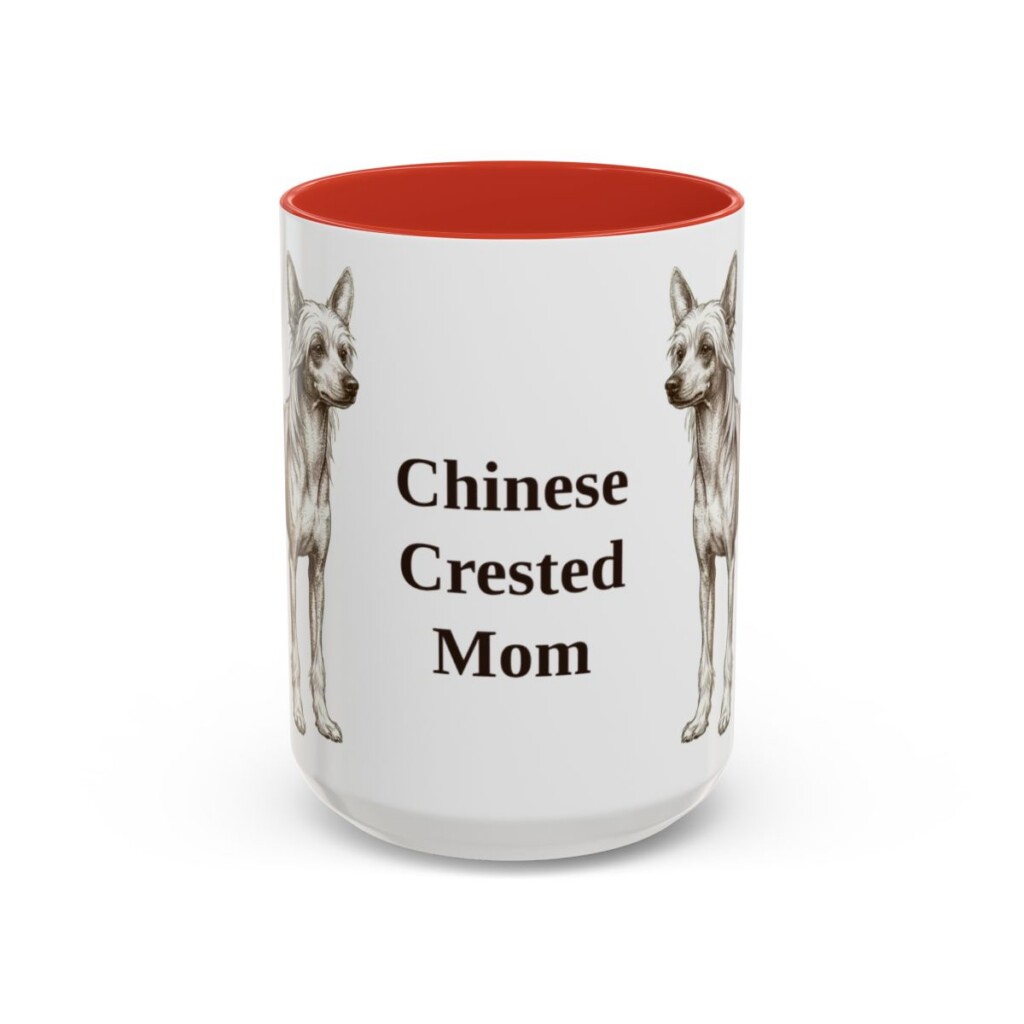 15oz Chinese Crested Dog Mom Mug, Vintage Sketch Coffee Mug, Dog Mom Gift