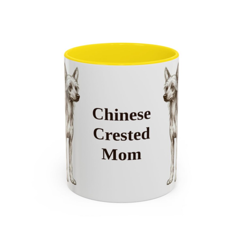 11oz Chinese Crested Dog Mom Mug, Vintage Sketch Coffee Mug, Dog Mom Gift