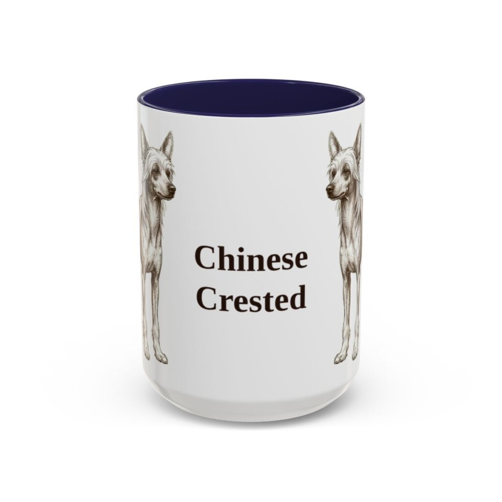 15oz Chinese Crested Mug, Vintage Dog Portrait Coffee Mug, Dog Lover Gift