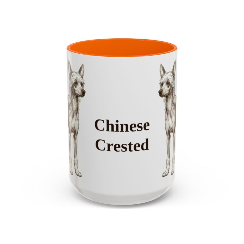 15oz Chinese Crested Mug, Vintage Dog Portrait Coffee Mug, Dog Lover Gift
