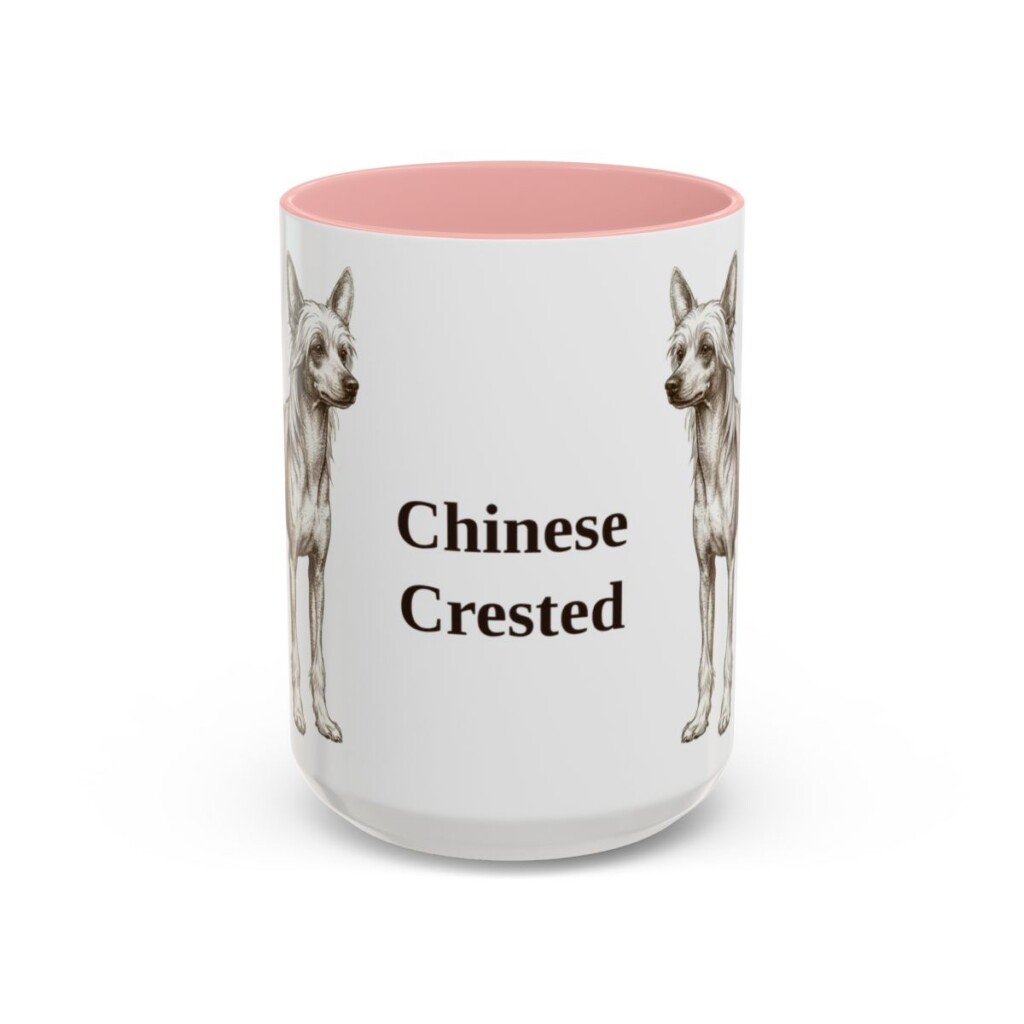 15oz Chinese Crested Mug, Vintage Dog Portrait Coffee Mug, Dog Lover Gift