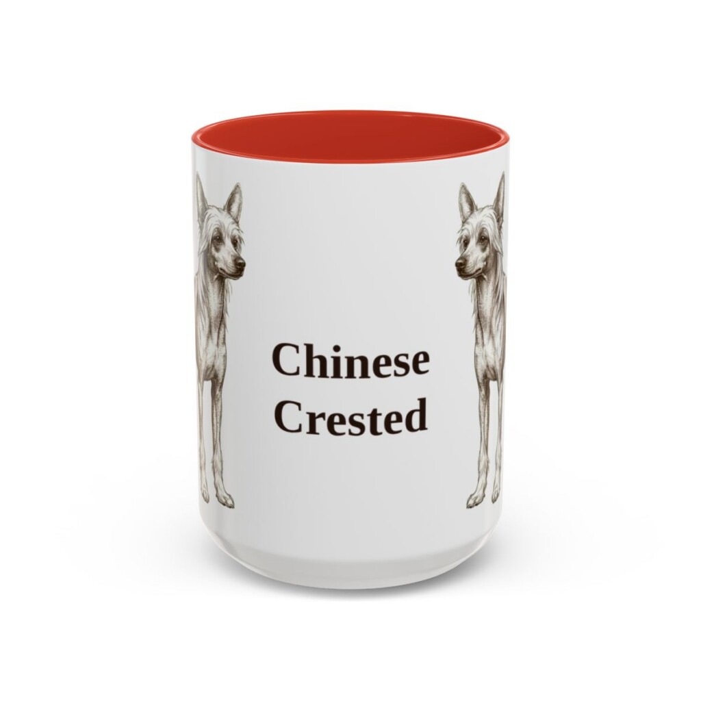 15oz Chinese Crested Mug, Vintage Dog Portrait Coffee Mug, Dog Lover Gift