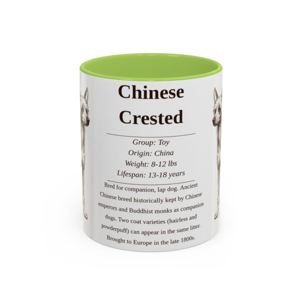 11oz Chinese Crested Mug, Illustrated Dog Breed Facts Coffee Mug, Vintage Dog Keepsake Gift