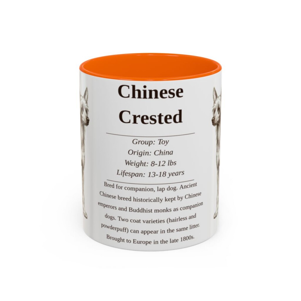 11oz Chinese Crested Mug, Illustrated Dog Breed Facts Coffee Mug, Vintage Dog Keepsake Gift