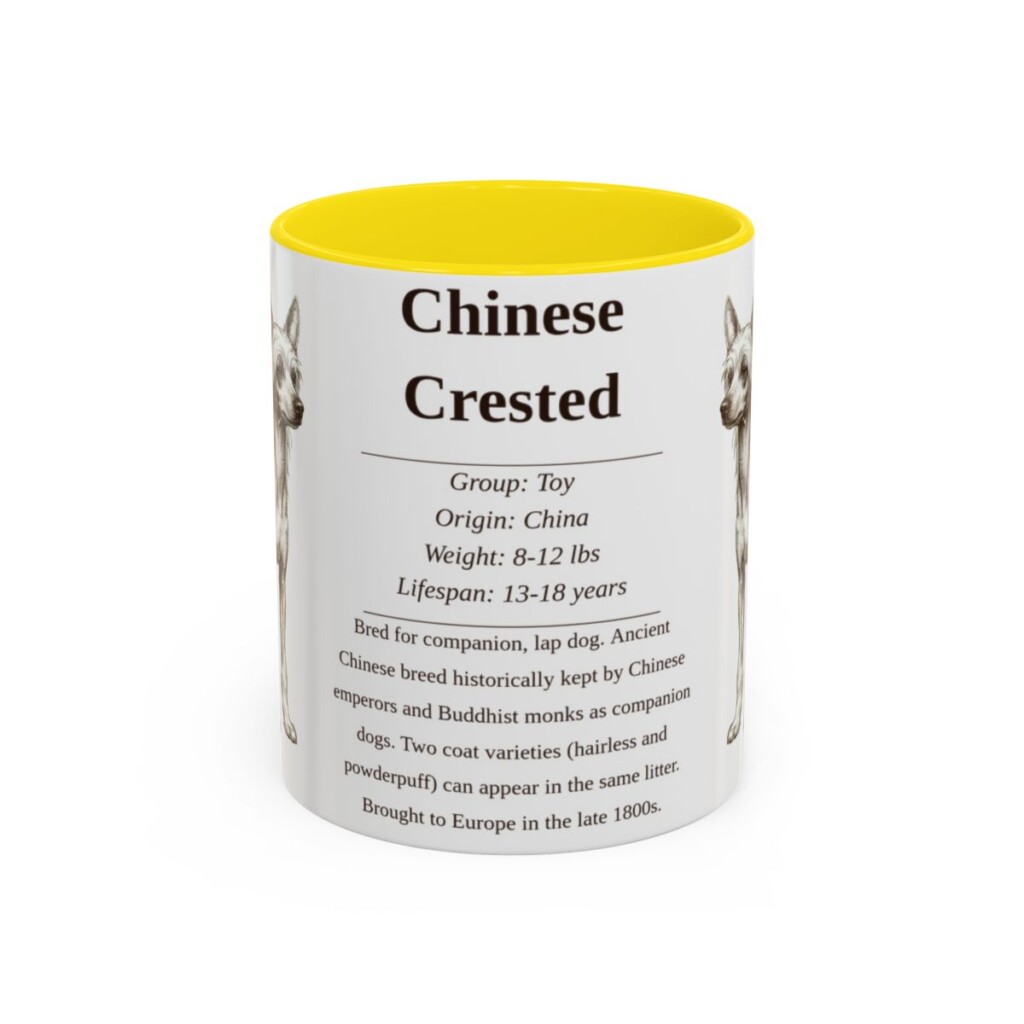 11oz Chinese Crested Mug, Illustrated Dog Breed Facts Coffee Mug, Vintage Dog Keepsake Gift