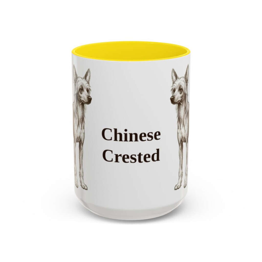 15oz Chinese Crested Mug, Vintage Dog Portrait Coffee Mug, Dog Lover Gift