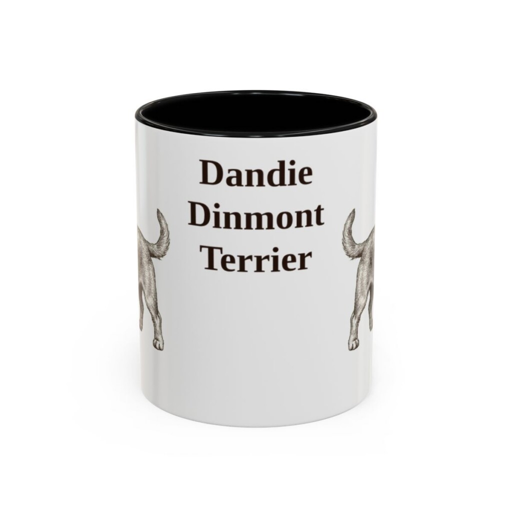 dandie-dinmont-terrier-mug-black-front-3 11oz Dandie Dinmont Terrier Mug, Vintage Dog Portrait Coffee Mug, Dog Lover Gift