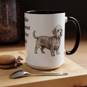 15oz Dandie Dinmont Terrier Dog Dad Mug, Vintage Sketch Coffee Mug, Dog Dad Gift