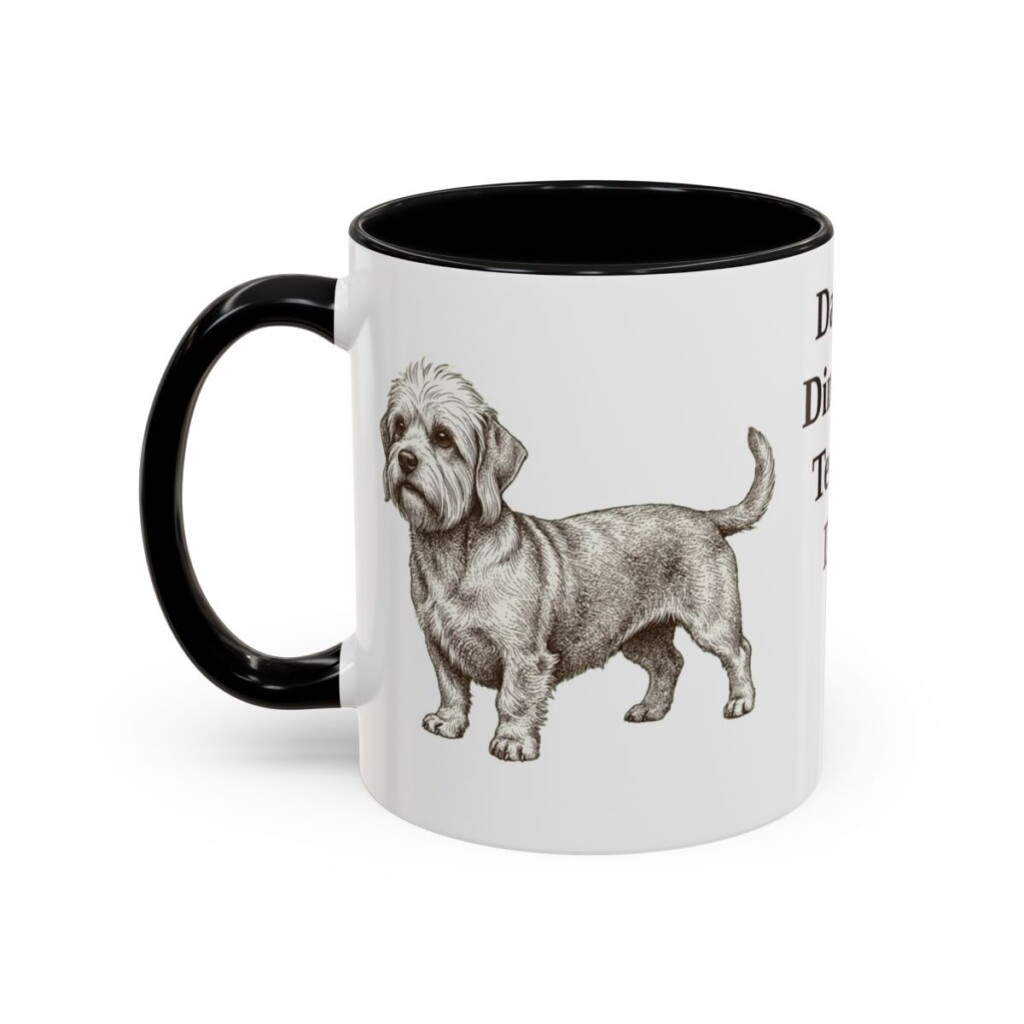 dandie-dinmont-terrier-mug-dad-black-left-1 11oz Dandie Dinmont Terrier Dog Dad Mug, Vintage Sketch Coffee Mug, Dog Dad Gift
