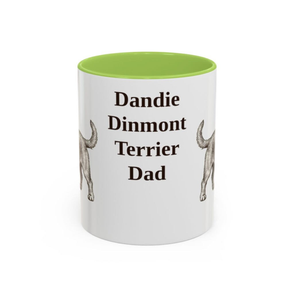 dandie-dinmont-terrier-mug-dad-light-green-1 11oz Dandie Dinmont Terrier Dog Dad Mug, Vintage Sketch Coffee Mug, Dog Dad Gift