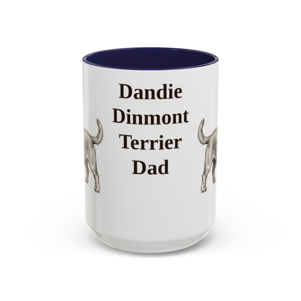 15oz Dandie Dinmont Terrier Dog Dad Mug, Vintage Sketch Coffee Mug, Dog Dad Gift