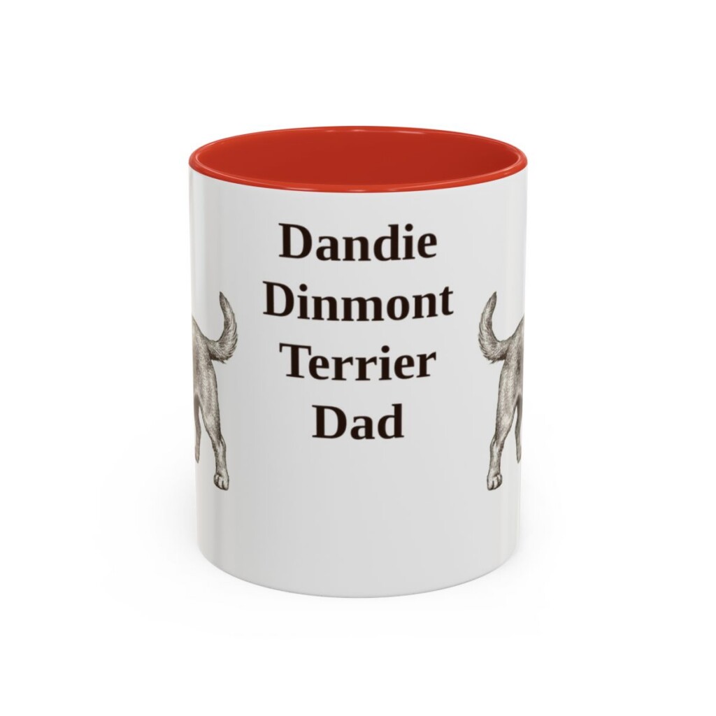 dandie-dinmont-terrier-mug-dad-red-1 11oz Dandie Dinmont Terrier Dog Dad Mug, Vintage Sketch Coffee Mug, Dog Dad Gift