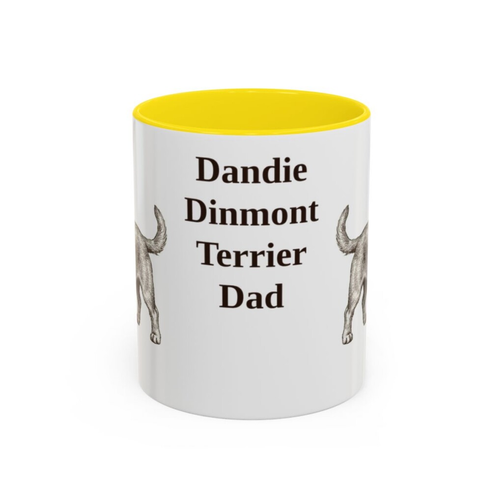 dandie-dinmont-terrier-mug-dad-yellow-1 11oz Dandie Dinmont Terrier Dog Dad Mug, Vintage Sketch Coffee Mug, Dog Dad Gift