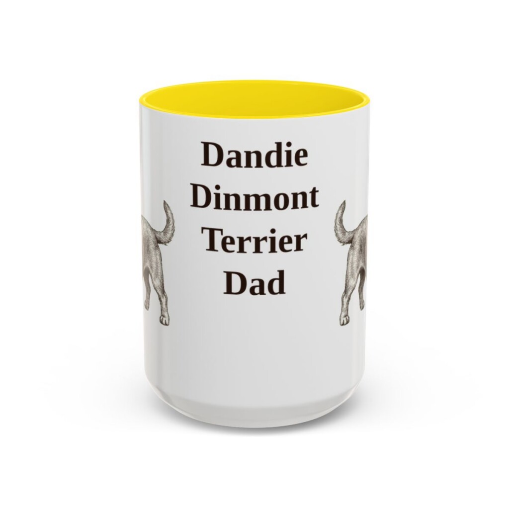 15oz Dandie Dinmont Terrier Dog Dad Mug, Vintage Sketch Coffee Mug, Dog Dad Gift