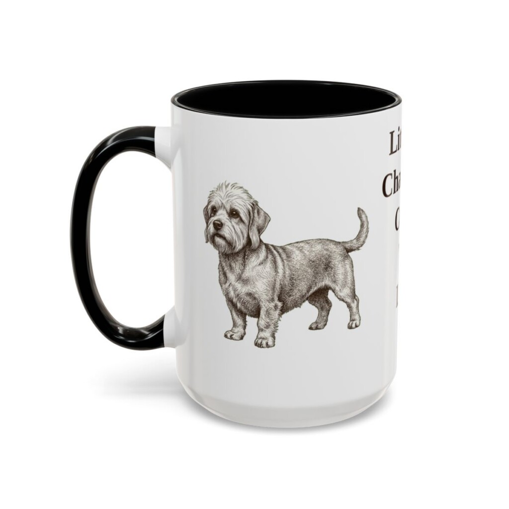 dandie-dinmont-terrier-mug-humor-black-left-3 15oz Funny Dandie Dinmont Terrier Mug, Literary Character Come To Life, Vintage Dog Coffee Mug, Dog Lover Gift