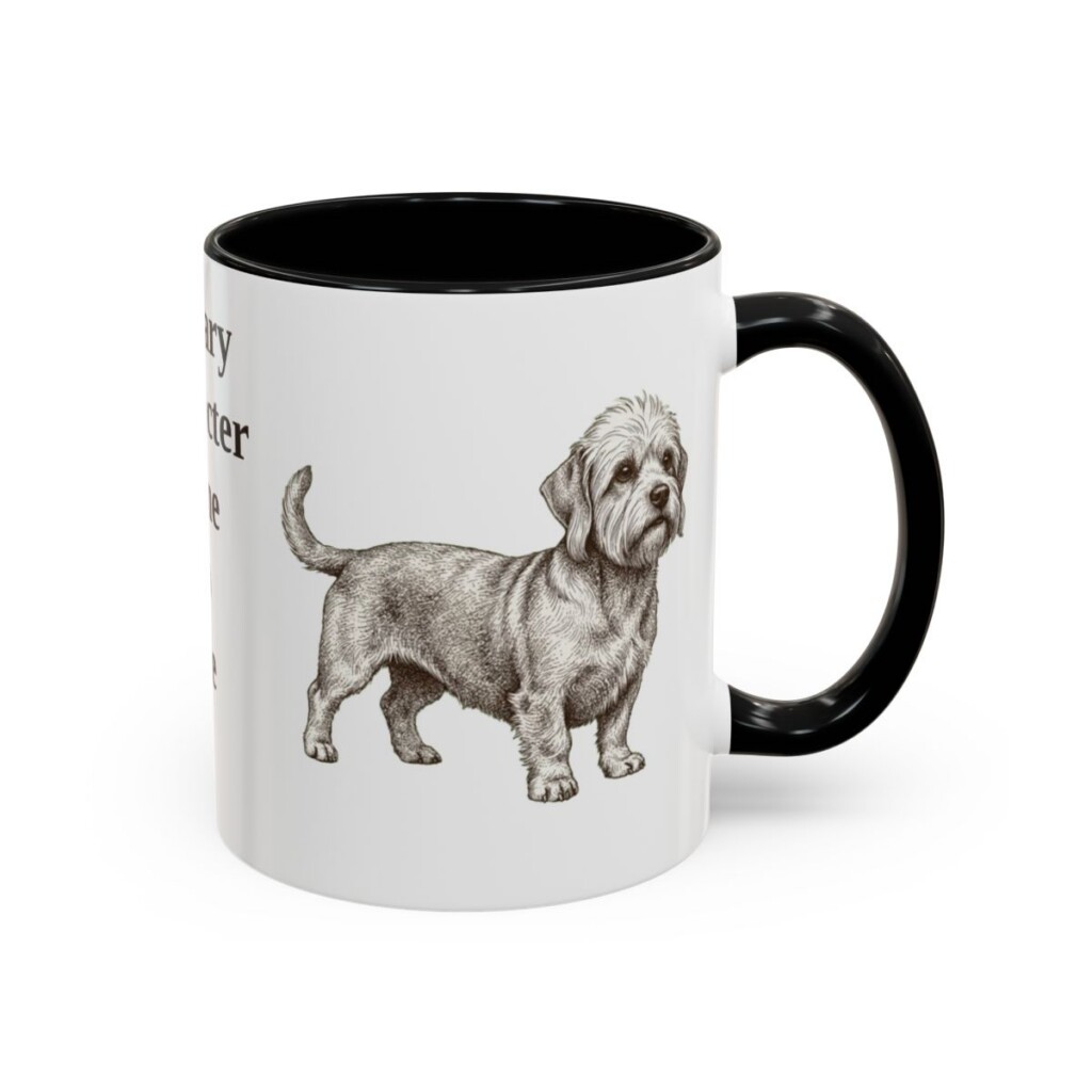 dandie-dinmont-terrier-mug-humor-black-right-1 11oz Funny Dandie Dinmont Terrier Mug, Literary Character Come To Life, Vintage Dog Coffee Mug, Dog Lover Gift