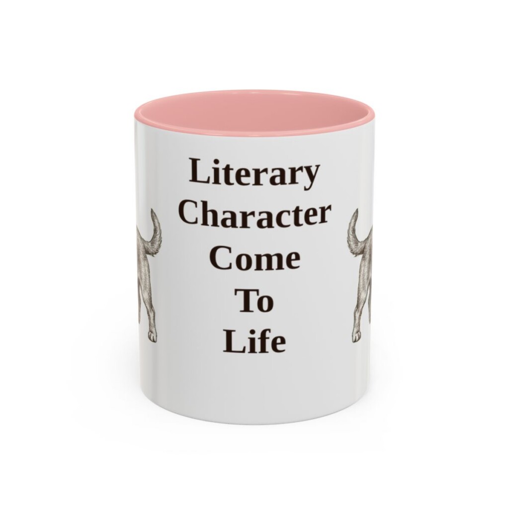 dandie-dinmont-terrier-mug-humor-pink-1 11oz Funny Dandie Dinmont Terrier Mug, Literary Character Come To Life, Vintage Dog Coffee Mug, Dog Lover Gift