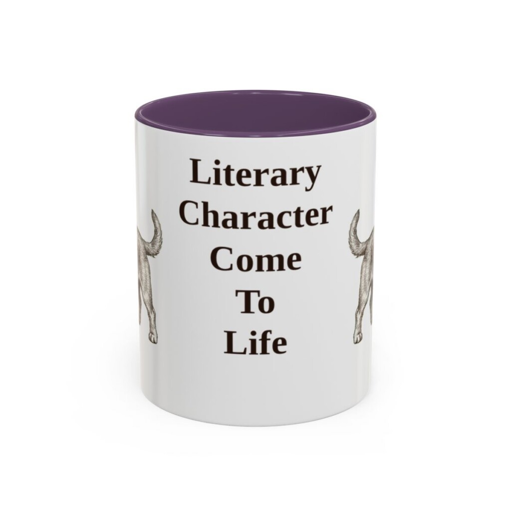 dandie-dinmont-terrier-mug-humor-purple-1 11oz Funny Dandie Dinmont Terrier Mug, Literary Character Come To Life, Vintage Dog Coffee Mug, Dog Lover Gift