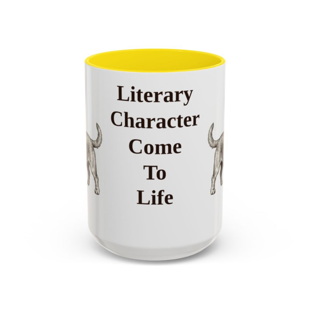 dandie-dinmont-terrier-mug-humor-yellow-3 15oz Funny Dandie Dinmont Terrier Mug, Literary Character Come To Life, Vintage Dog Coffee Mug, Dog Lover Gift