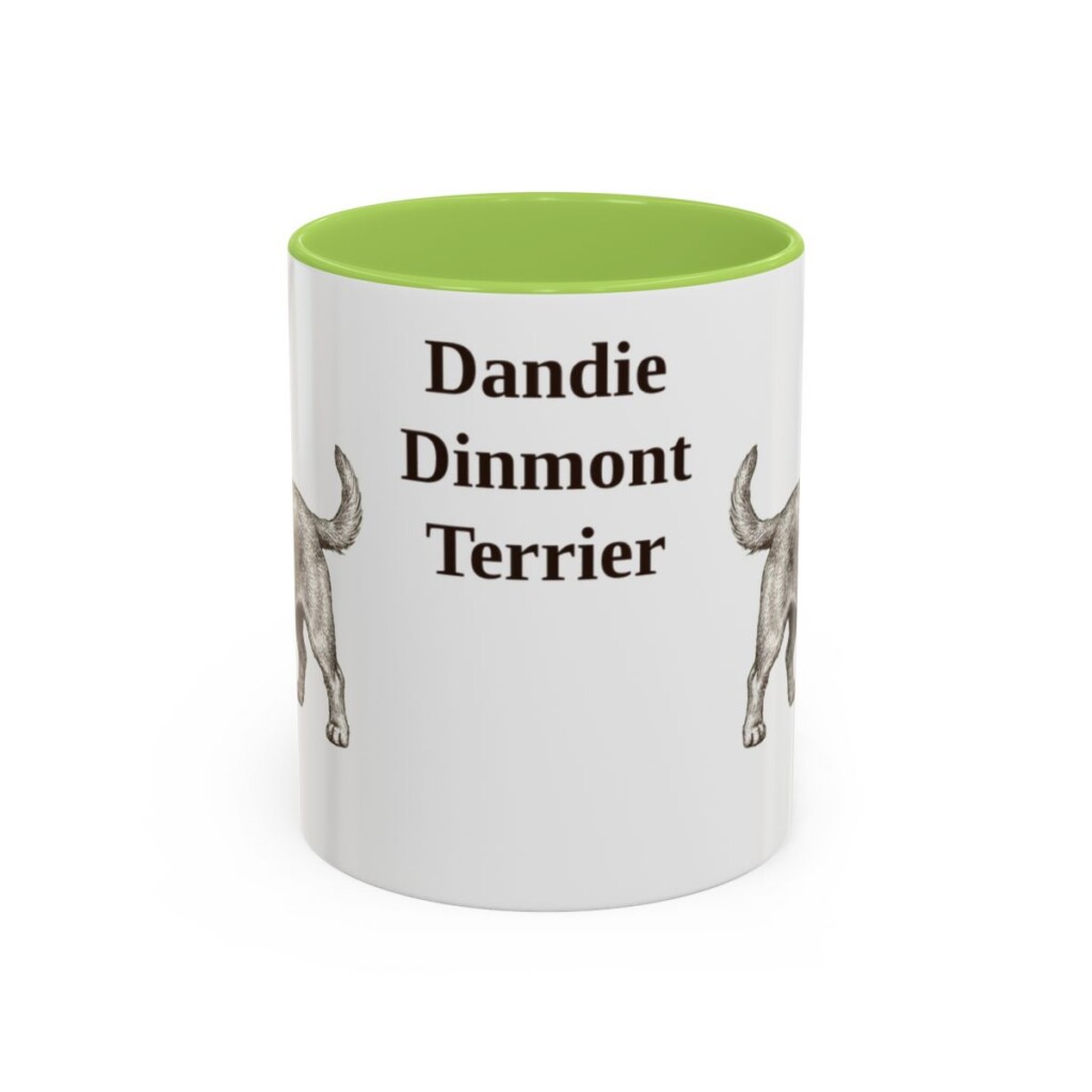 dandie-dinmont-terrier-mug-light-green-1 11oz Dandie Dinmont Terrier Mug, Vintage Dog Portrait Coffee Mug, Dog Lover Gift