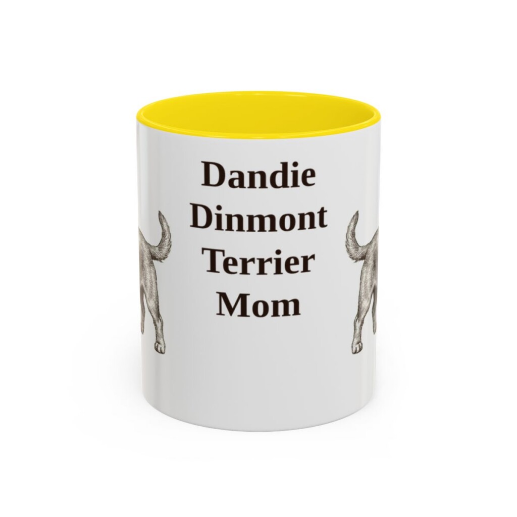 dandie-dinmont-terrier-mug-mom-yellow-1 11oz Dandie Dinmont Terrier Dog Mom Mug, Vintage Sketch Coffee Mug, Dog Mom Gift