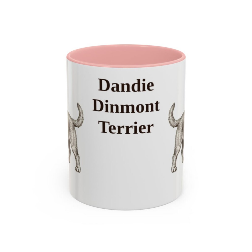 dandie-dinmont-terrier-mug-pink-3 11oz Dandie Dinmont Terrier Mug, Vintage Dog Portrait Coffee Mug, Dog Lover Gift