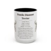 dandie-dinmont-terrier-mug-writeup-black-front-1 15oz Dandie Dinmont Terrier Mug, Illustrated Dog Breed Facts Coffee Mug, Vintage Dog Keepsake Gift