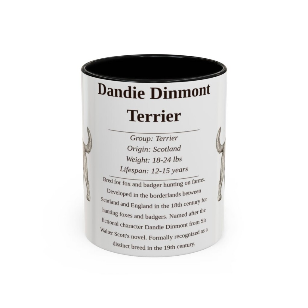 11oz Dandie Dinmont Terrier Mug, Illustrated Dog Breed Facts Coffee Mug, Vintage Dog Keepsake Gift