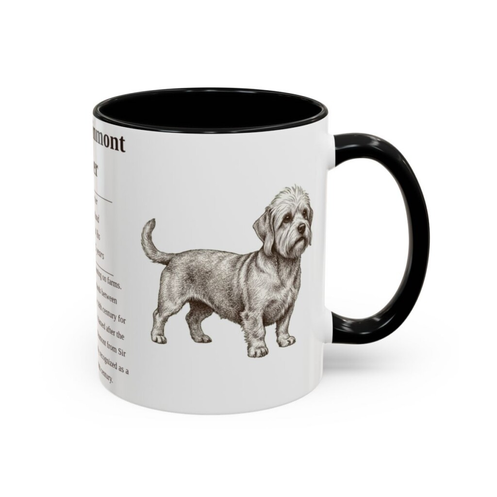 11oz Dandie Dinmont Terrier Mug, Illustrated Dog Breed Facts Coffee Mug, Vintage Dog Keepsake Gift