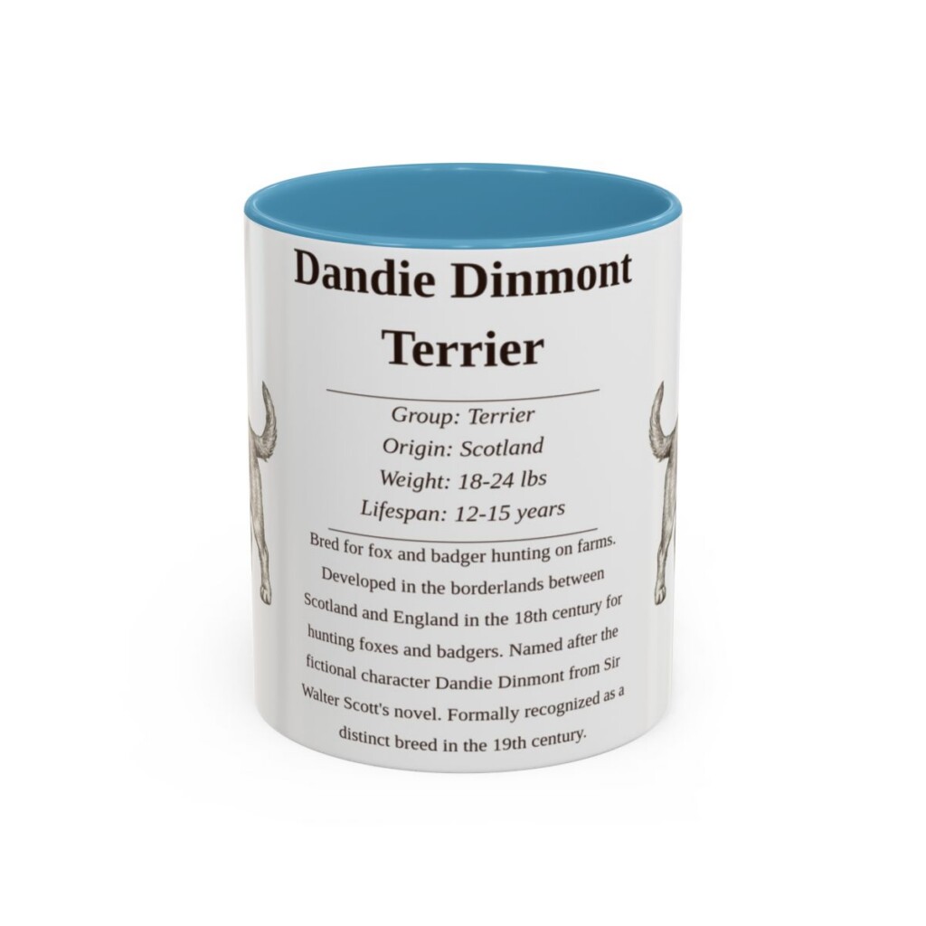 11oz Dandie Dinmont Terrier Mug, Illustrated Dog Breed Facts Coffee Mug, Vintage Dog Keepsake Gift