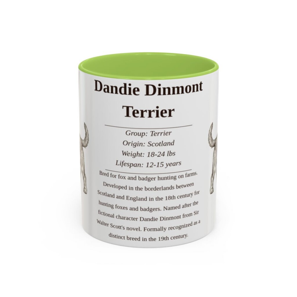 11oz Dandie Dinmont Terrier Mug, Illustrated Dog Breed Facts Coffee Mug, Vintage Dog Keepsake Gift