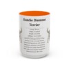 dandie-dinmont-terrier-mug-writeup-orange-1 15oz Dandie Dinmont Terrier Mug, Illustrated Dog Breed Facts Coffee Mug, Vintage Dog Keepsake Gift
