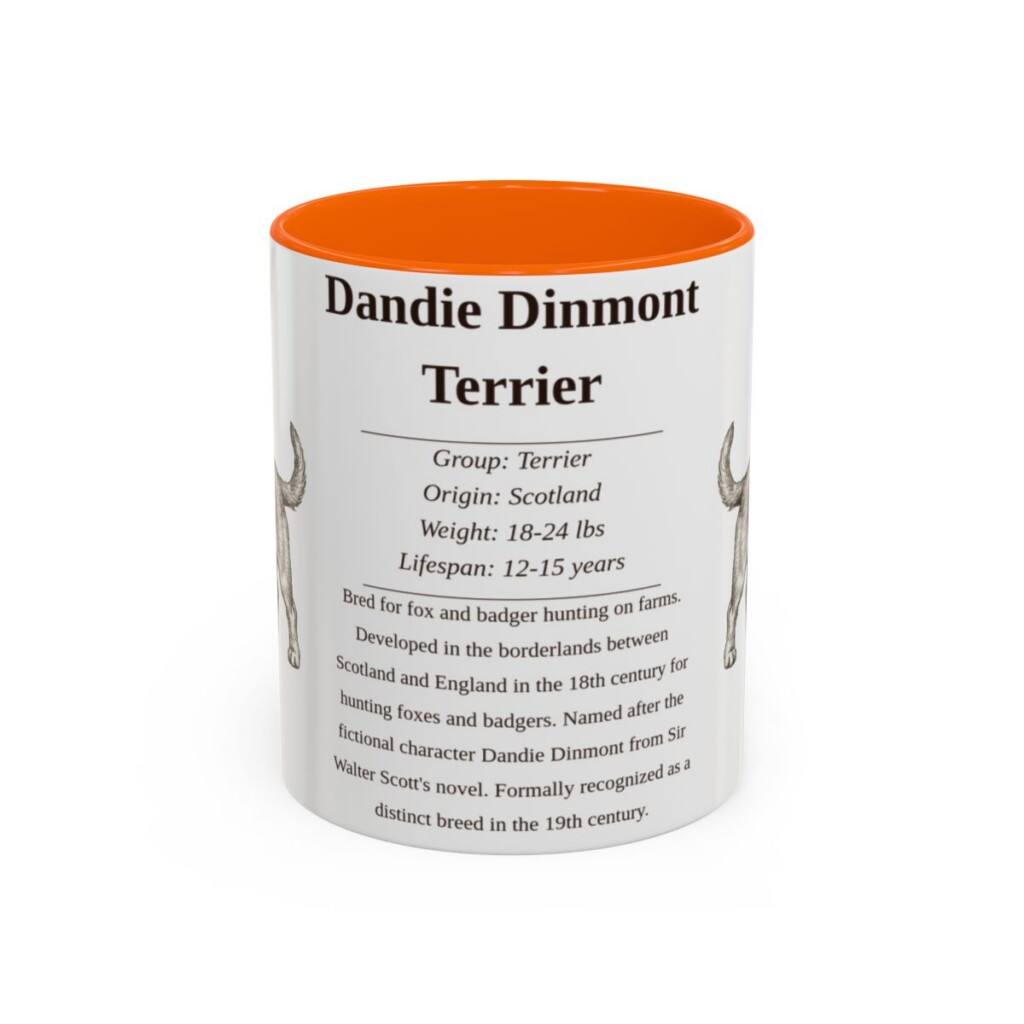 11oz Dandie Dinmont Terrier Mug, Illustrated Dog Breed Facts Coffee Mug, Vintage Dog Keepsake Gift