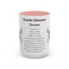 dandie-dinmont-terrier-mug-writeup-pink-1 15oz Dandie Dinmont Terrier Mug, Illustrated Dog Breed Facts Coffee Mug, Vintage Dog Keepsake Gift