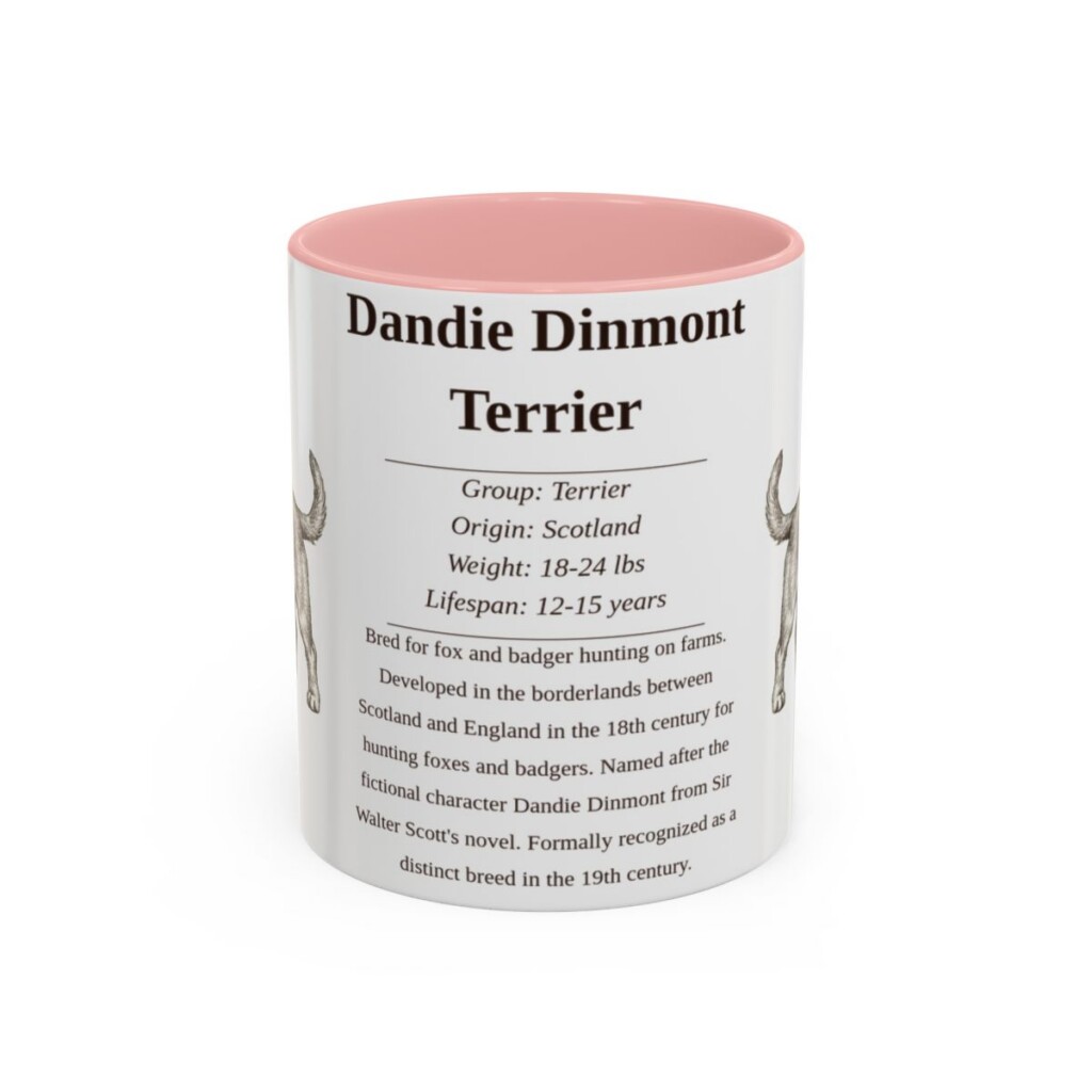 11oz Dandie Dinmont Terrier Mug, Illustrated Dog Breed Facts Coffee Mug, Vintage Dog Keepsake Gift